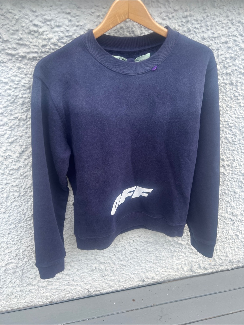 WHIT Navy Crewneck Sweatshirt with White OFF Logo